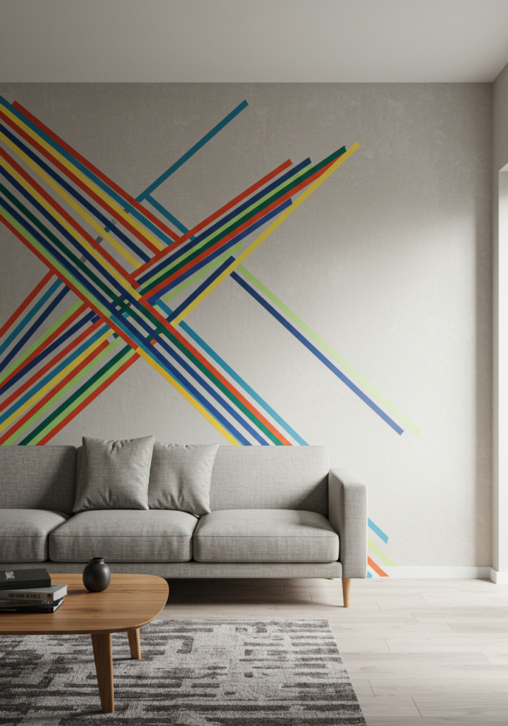 DIY Wall Art Ideas That Transform Any Room 10 Geometric Tape Art