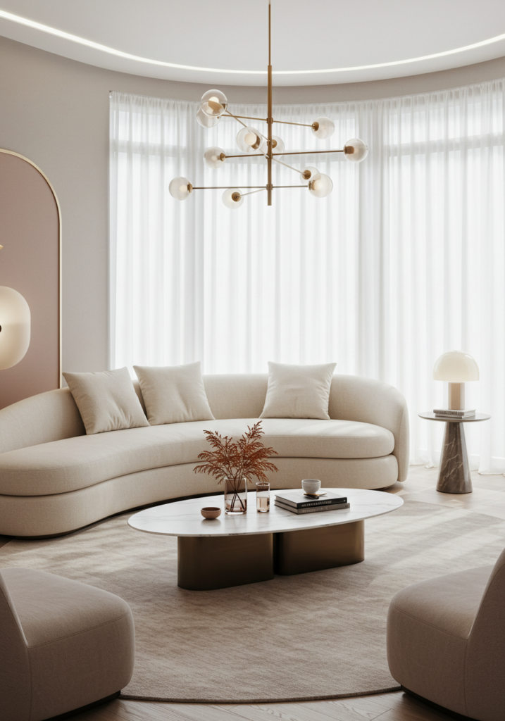 Modern Living Room Ideas for 2025: Fresh Trends for a Stylish Space 4 Curved Furniture for a Softer Look